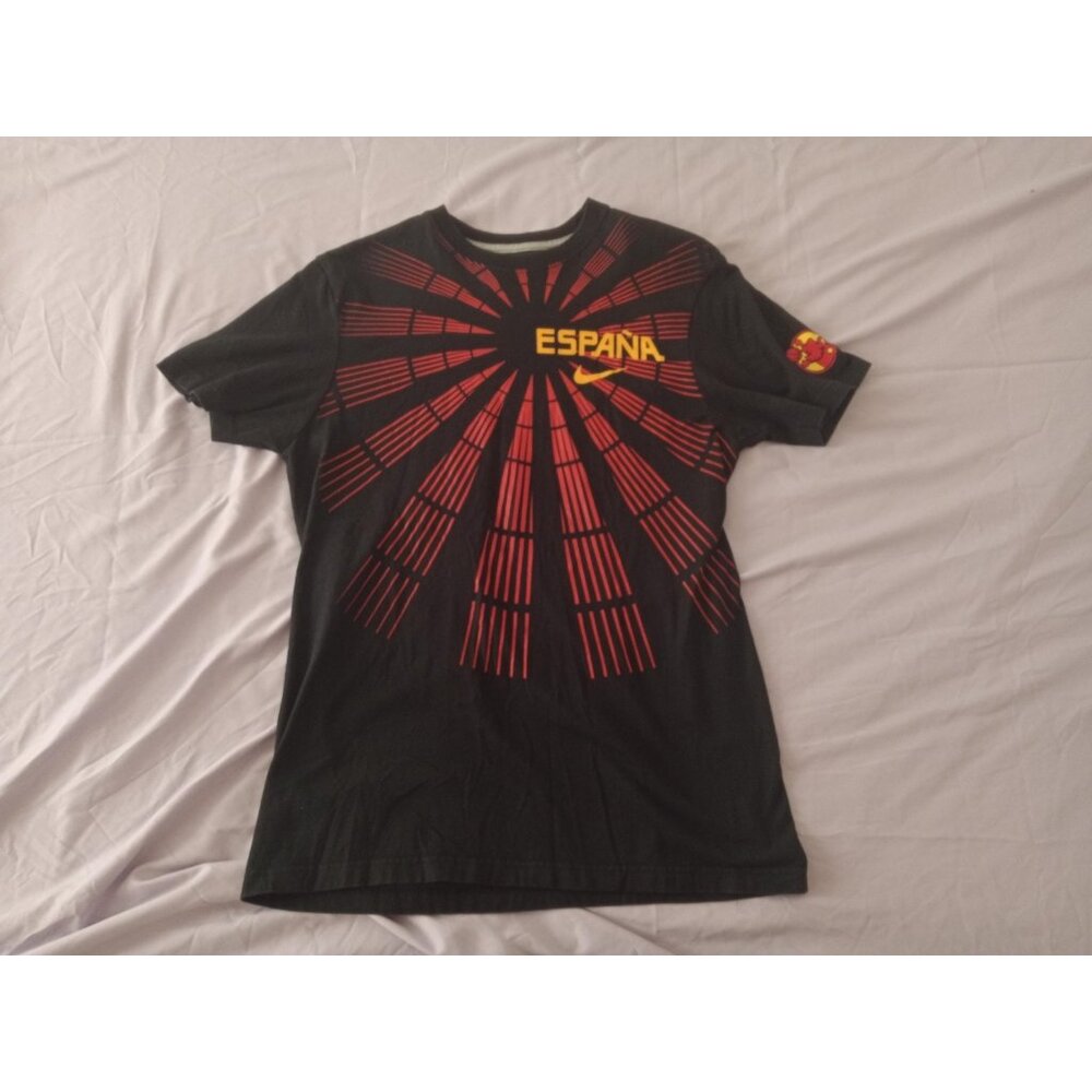 Nike Men's Medium T-Shirt España Spain Basketball Black Red Yellow Flag ESP Lion